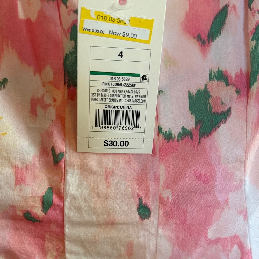 New Day Pink and White Floral Casual Dress - Picture 3 of 6